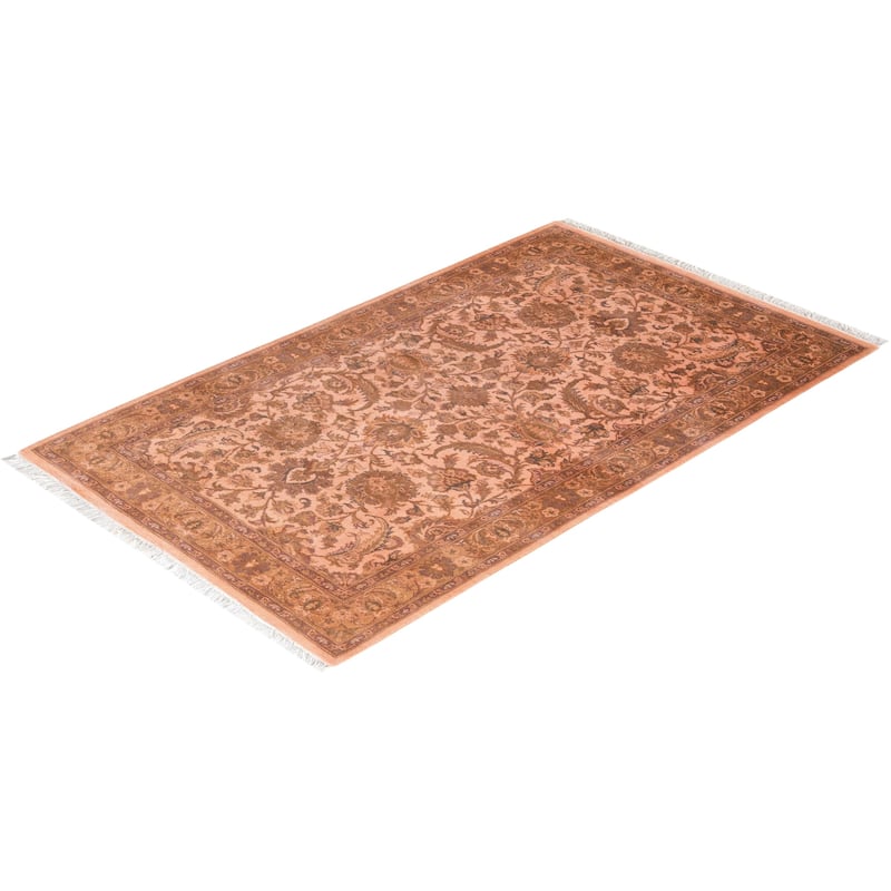 Overton Hand Knotted Wool Vintage Inspired Modern Contemporary Overdyed Pink Area Rug - 3' 3" x 5' 4"