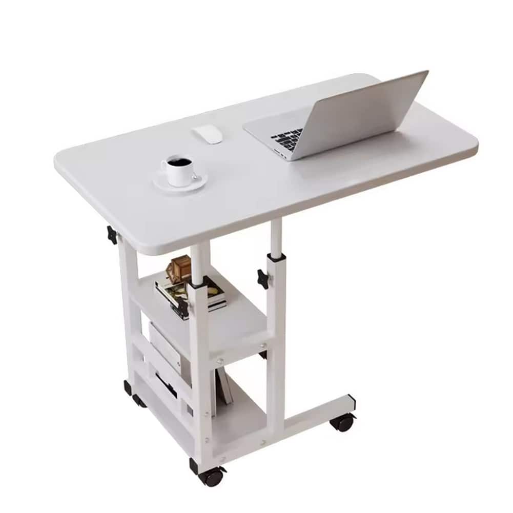 Small Mobile Standing Desk, Adjustable Height Portable Rolling Desk, Tiltable Desk C Shaped End Table For Couch