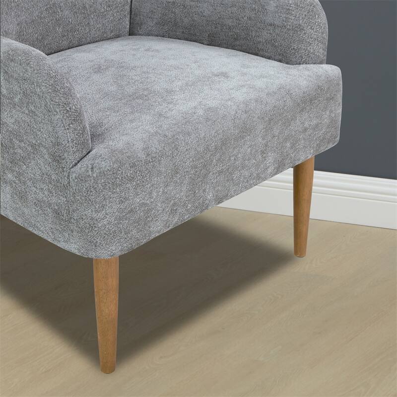 Chenille Armchair,Modern Style Accent Chair w/Wood Legs,Comfy Design