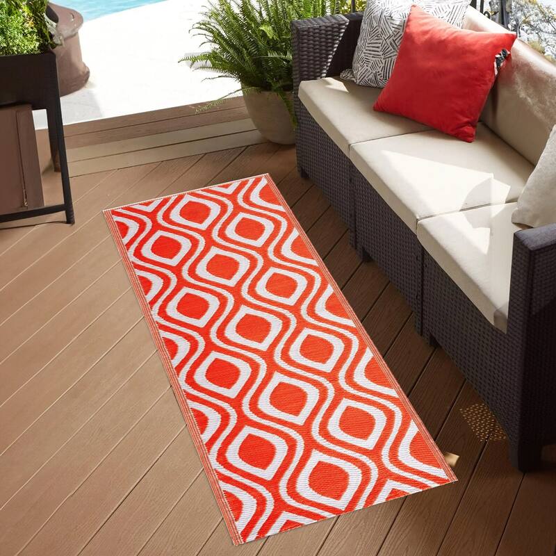 Playa Rug Outdoor Recycled Reversible Plastic Folded Mat/Rug Venice Collection Lightweight & Weather, Water and UV Resistant