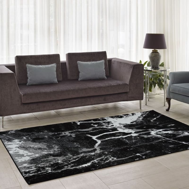 Porch & Den Westway Black/ White/ Grey Soft Abstract Area Rug