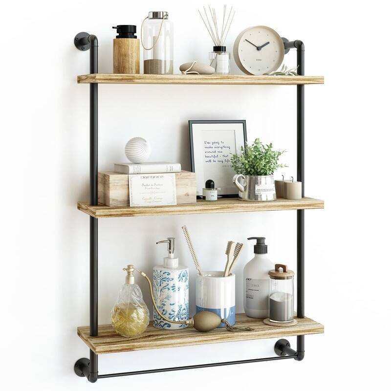 Over The Toilet Storage - 23.6"D x 7.87"W x 0.6"H - 3 Tier-24in-Carbonized Black