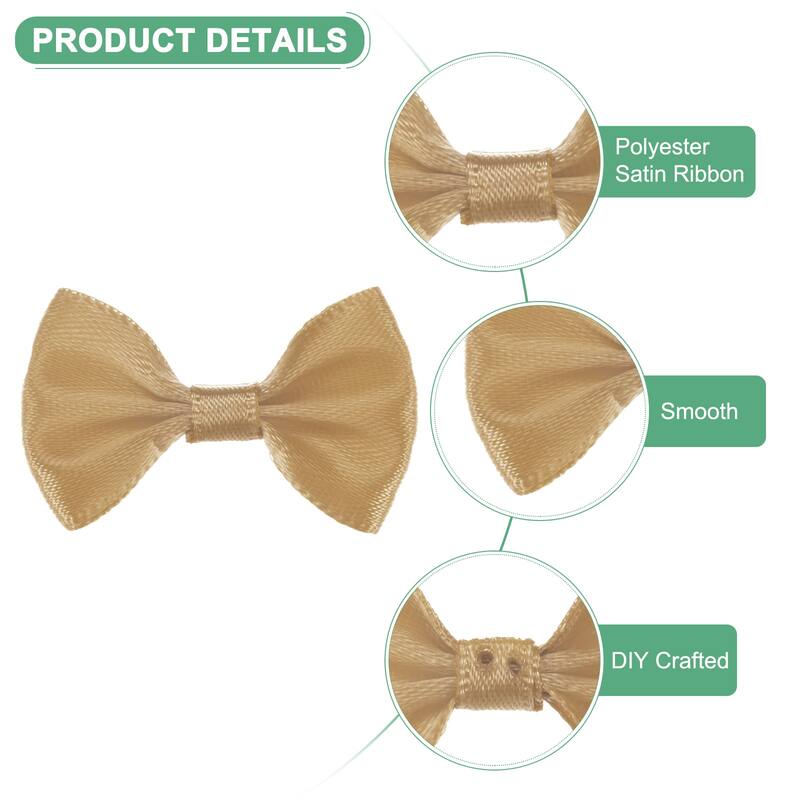 120-Pack Mini Craft Ribbon Bow 1.5x1 Inch for Craft DIY - Khaki