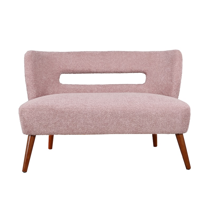Porthos Home Hedra Sherpa Fabric Loveseat Small Couch Sofa with Wooden Legs