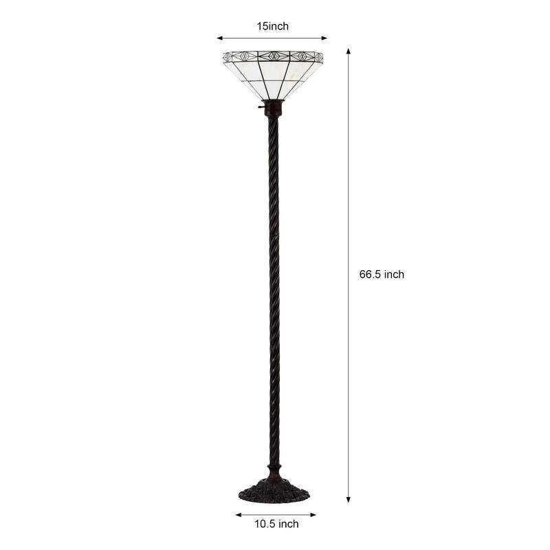Tiffany-style Mission-style White Torchiere