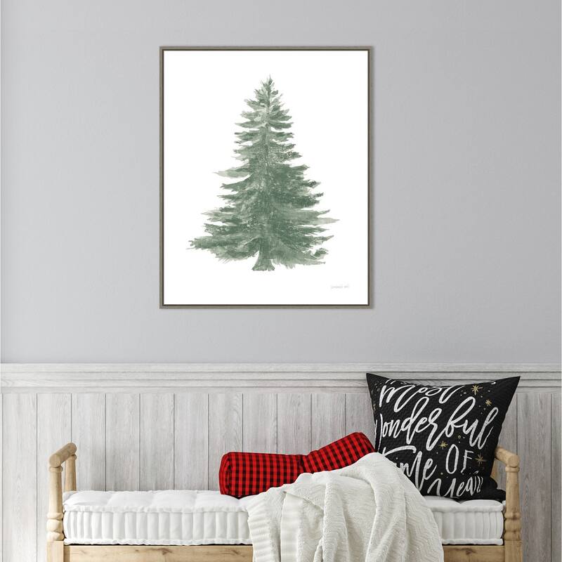 Floursack Holiday Tree by Danhui Nai Framed Canvas Wall Art