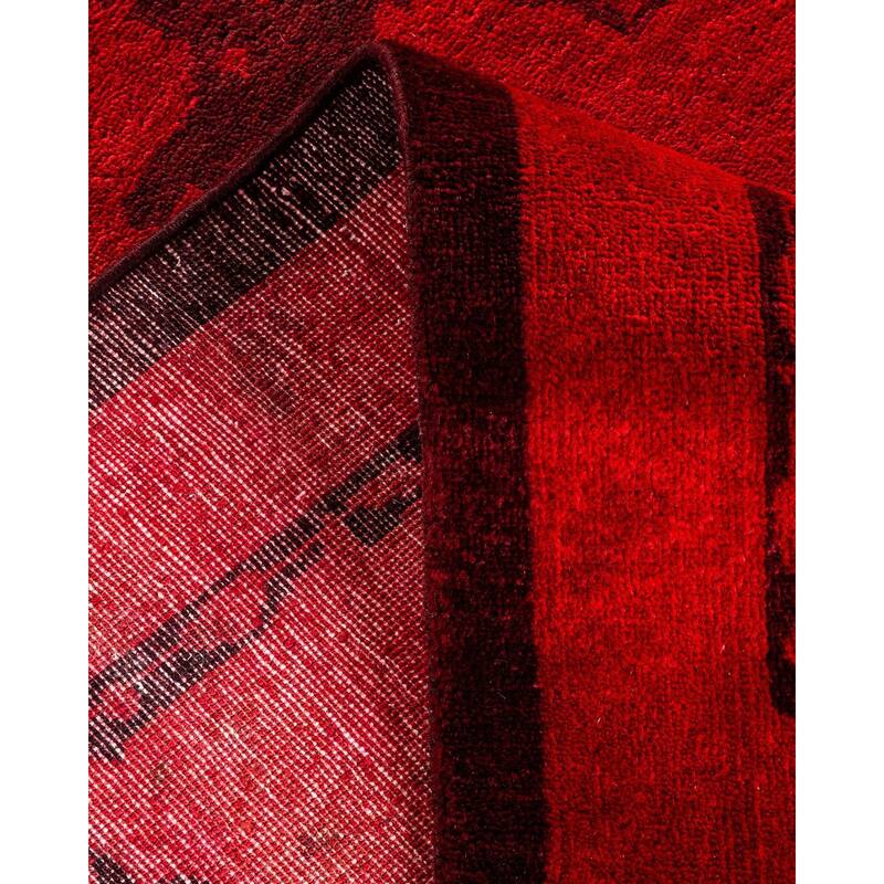 Overton Hand Knotted Wool Vintage Inspired Modern Contemporary Overdyed Orange Area Rug - 8' 1" x 10' 6"