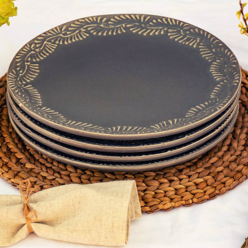 Encantada Handmade Pottery 11.75 Dinner Plates - Gris - 4 Piece