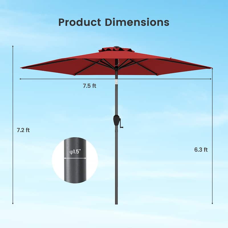 Gymax 7.5 ft Patio Umbrella Outdoor Heavy Duty Market Umbrella w/ Push