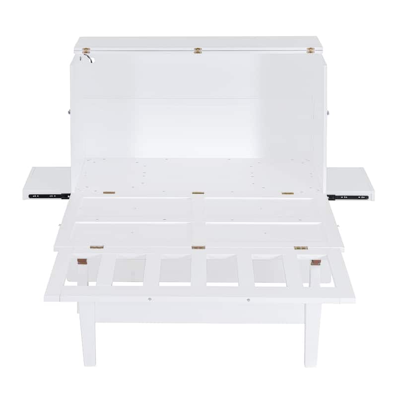 Full Size Murphy Bed Chest with Desk, USB Port
