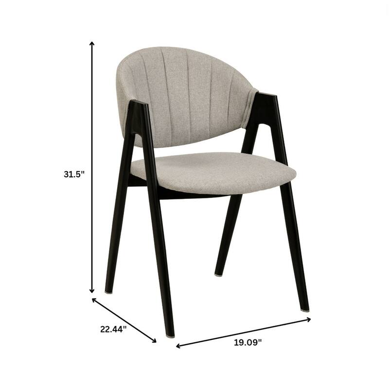 LeisureMod Mid-Century Modern Upholstered Dining Chair in Polyester with Curved Back and Iron Base for Home & Kitchen