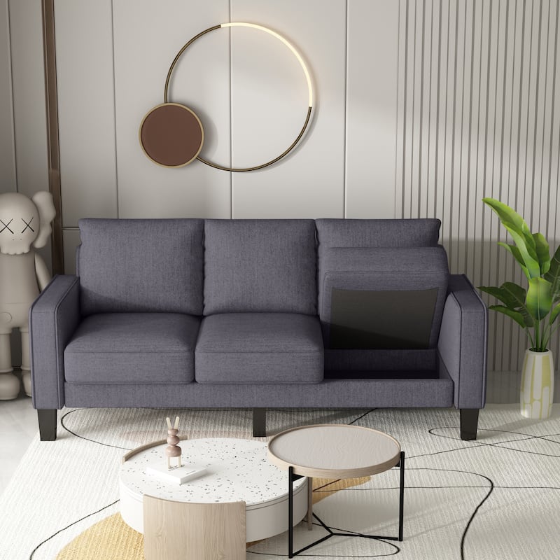Living Room Furniture Sofa in Fabric - Dark Grey