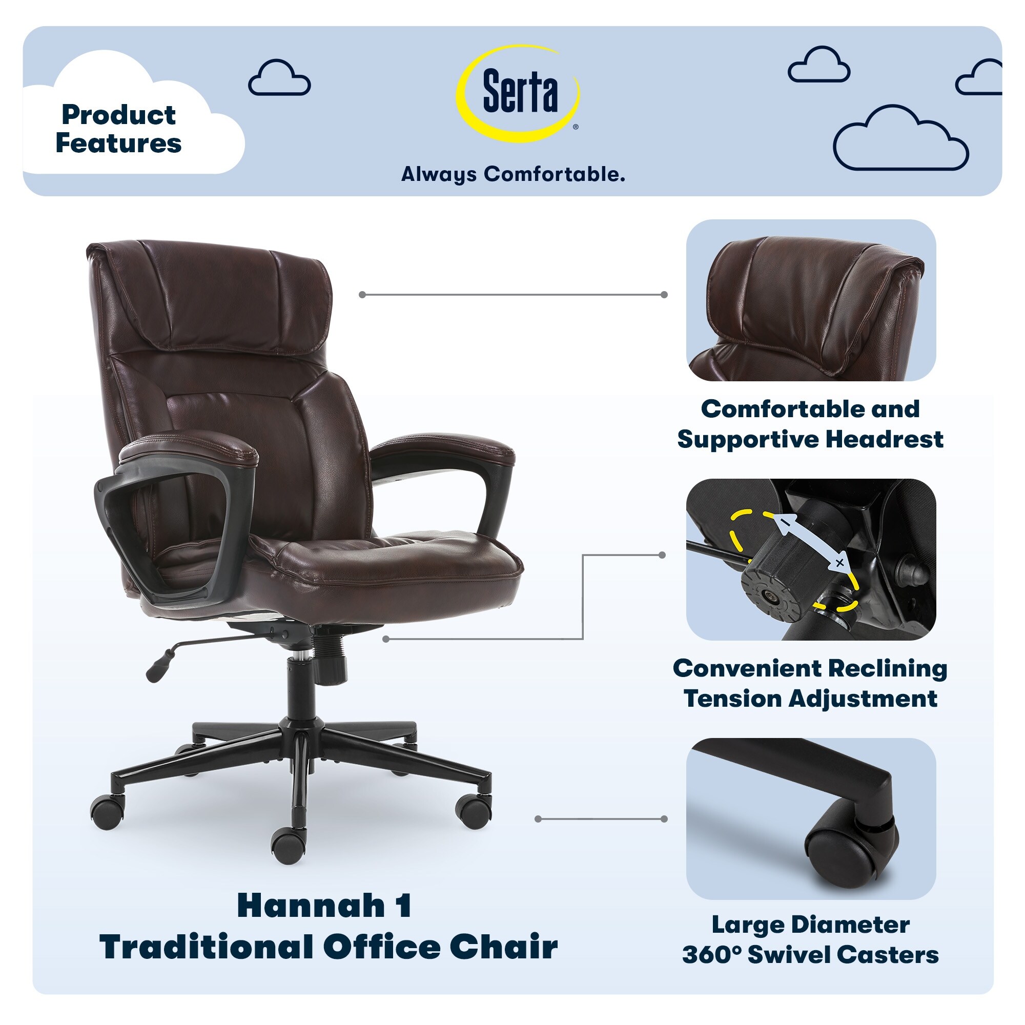 Serta Hannah Upholstered Executive Office Chair with Headrest Pillow Soft  Plush Beige 43670 - Best Buy