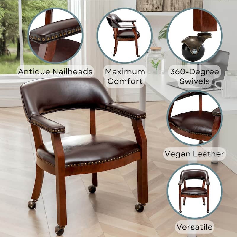 Convenience Concepts Dillon Armchair with Caster Wheels and Nailheads