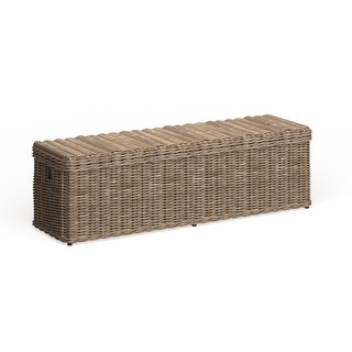 SAFAVIEH Caius Grey Natural Rattan Storage Trunk - 63" x 18.1" x 18.7"
