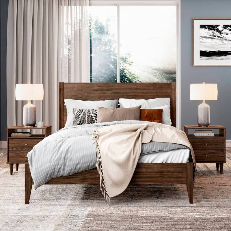 Grain Wood Furniture Mid Century Panel Bed