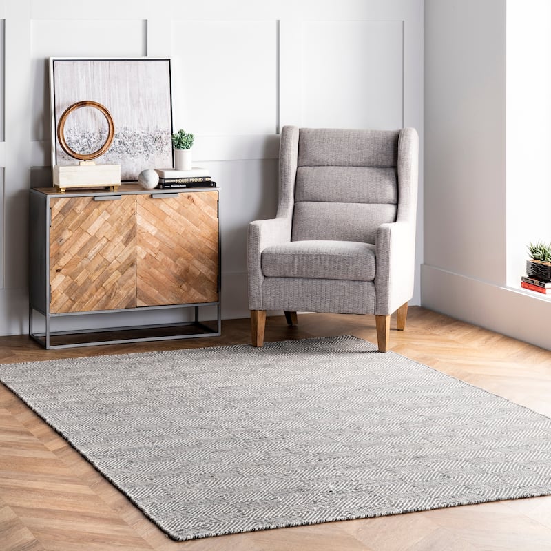 Nuloom Ago Geometric Wool Area Rug - 7'6" x 9'6" - Gray