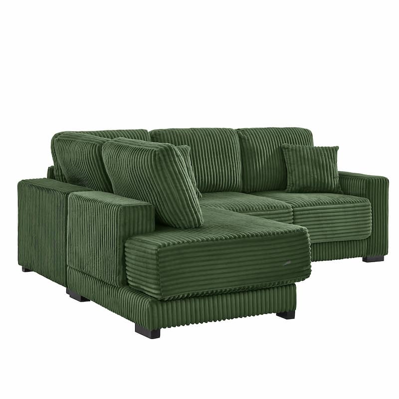 93" Sectional Sofa, L-Shaped with Reversible Chaise Lounge, Upholstered in Soft Corduroy