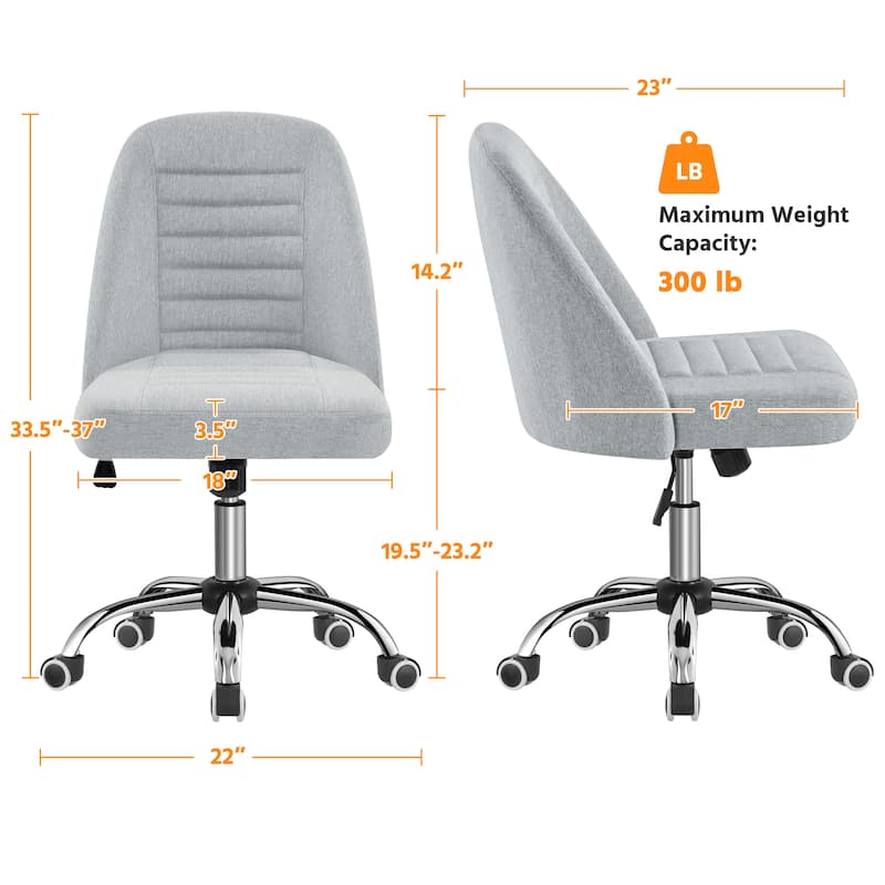 Yaheetech Faux Leather Mid Back Desk Chair Modern Tufted Armless Office Chair