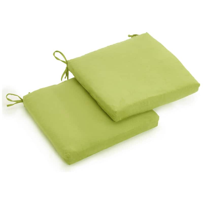 20-inch by 19-inch Microsuede Chair Cushion with Ties (Set of 1, 2, or 4) - Set of 2 - Mojito Lime