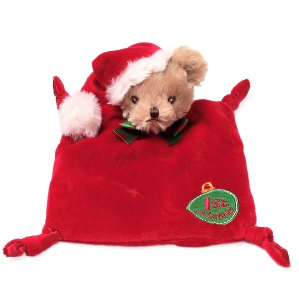 slide 2 of 6, Bearington Baby Wee 1st Christmas 8" x 7" Small Teddy Bear Holiday Blanket
