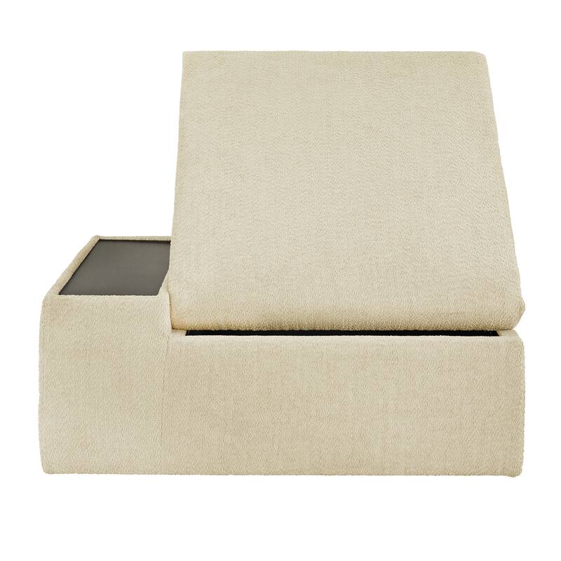 Sebastopol Boucle Fabric Storage Ottoman With Table and Casters by iNSPIRE Q Modern