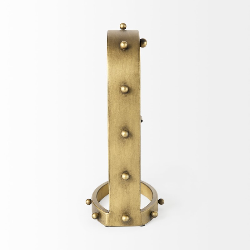Marian Tall Gold Metal Studded Table Clock - 7.4"W x 5.7"D x 12.9"H