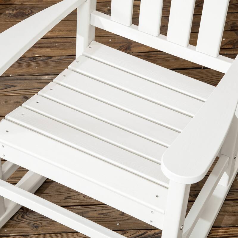 Outsunny 2 Pieces Outdoor Rocking Chair, All Weather-Resistant HDPE Rocking Patio Chairs with Rustic High Back, Armrests