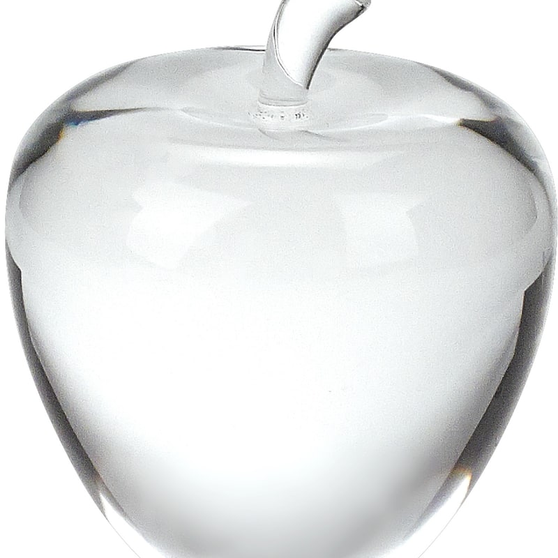 HomeRoots 4" Clear Crystal Apple Paperweight Tabletop Sculpture
