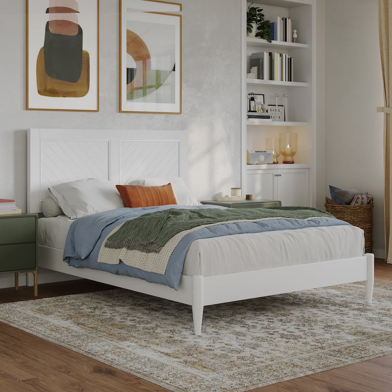 Berkshire Full Solid Wood Low Profile Platform Bed in White