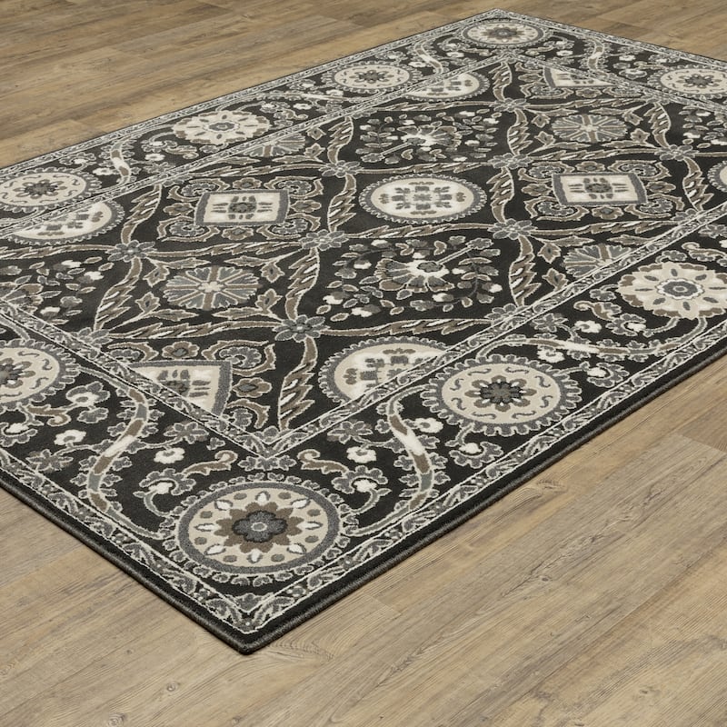 Style Haven Ripley Traditional Charcoal/ Grey Mixed Pile Area Rug