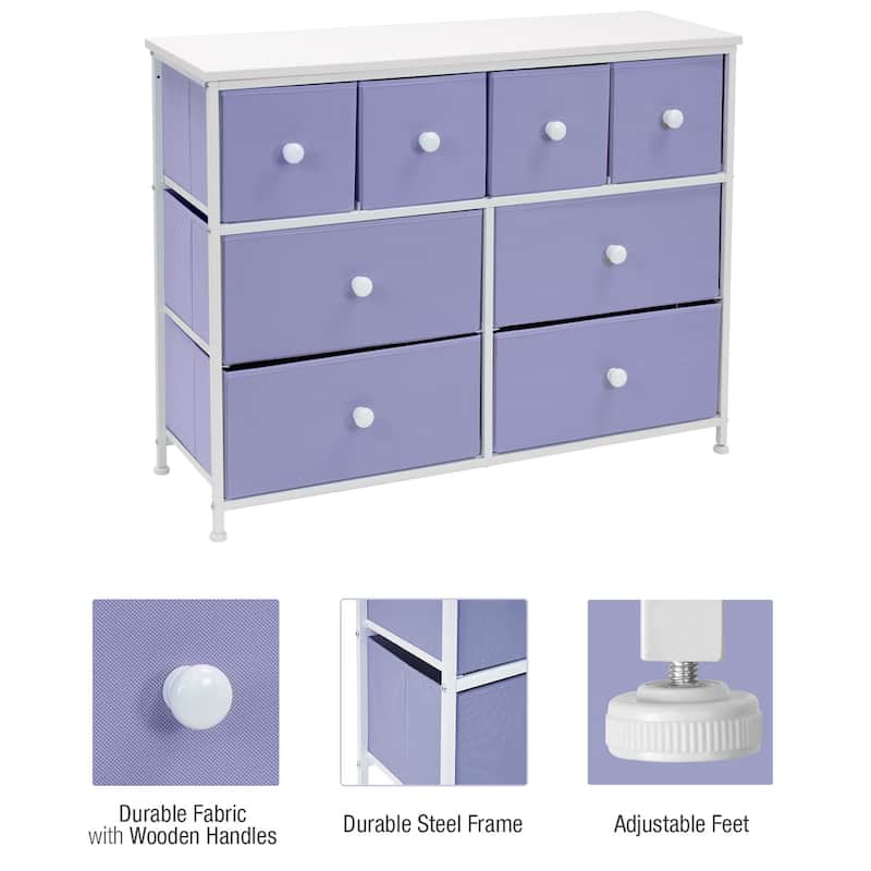 8-Drawer Chest Storage Tower, Knob Handle, Fabric Dresser for Bedroom