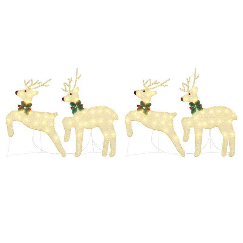 vidaXL LED Reindeers 4 pcs Gold fabric - 17.7 x 7.5 x 25.6