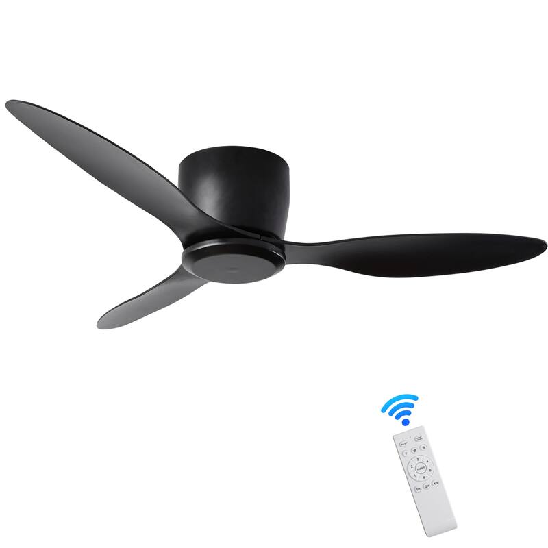 3 Blades Ceiling Fan No Light for Kitchen Bedroom, 42" Flush Mount Ceiling Fan, 6-Speed Quiet Reversible Motor
