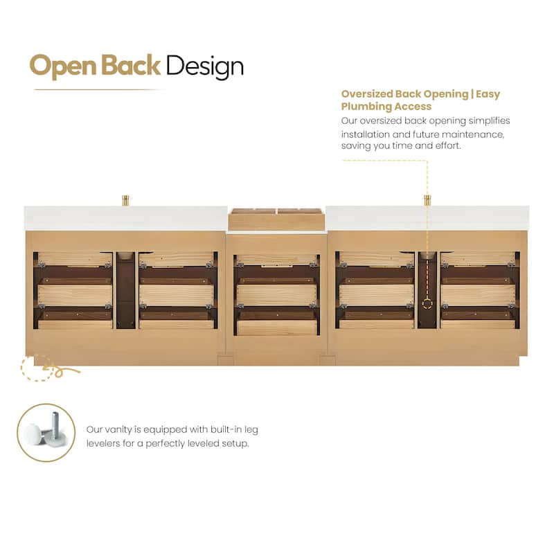 Santarem Double Vanity with Pure White Quartz Stone Top without Mirror