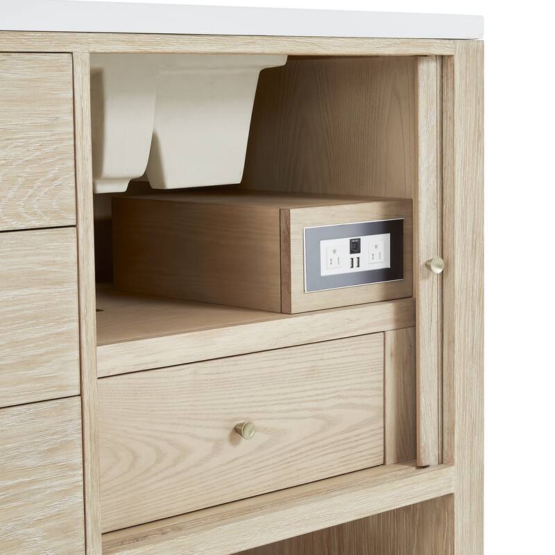 Marigot 72" Double Vanity, Sunwashed Oak w/FreePower Wireless Charger