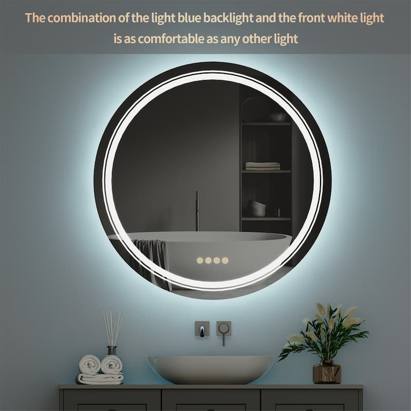 Firm RGB Backlit Led Mirror Bathroom Vanity 3 Dimmable Lights Anti-fog
