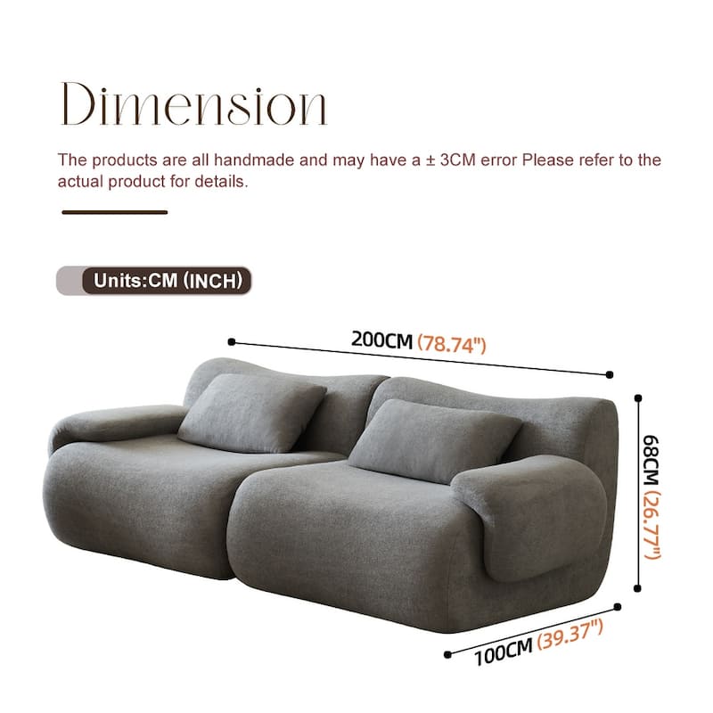 Ergonomics Loveseat Sofa with Curved Deep Seat