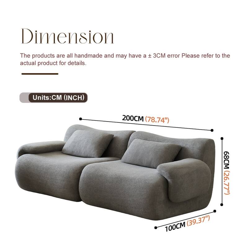 Sofa in a Box, Memory Foam 2-Seater Couch, Modern Compression Sofa with Deep Seat, No Assembly Required