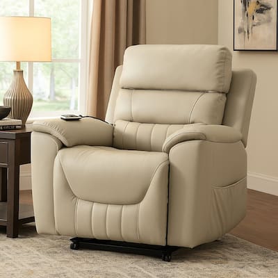 Arshie Power Lift Recliner Chair, Heating n Massage, Gray Faux Leather
