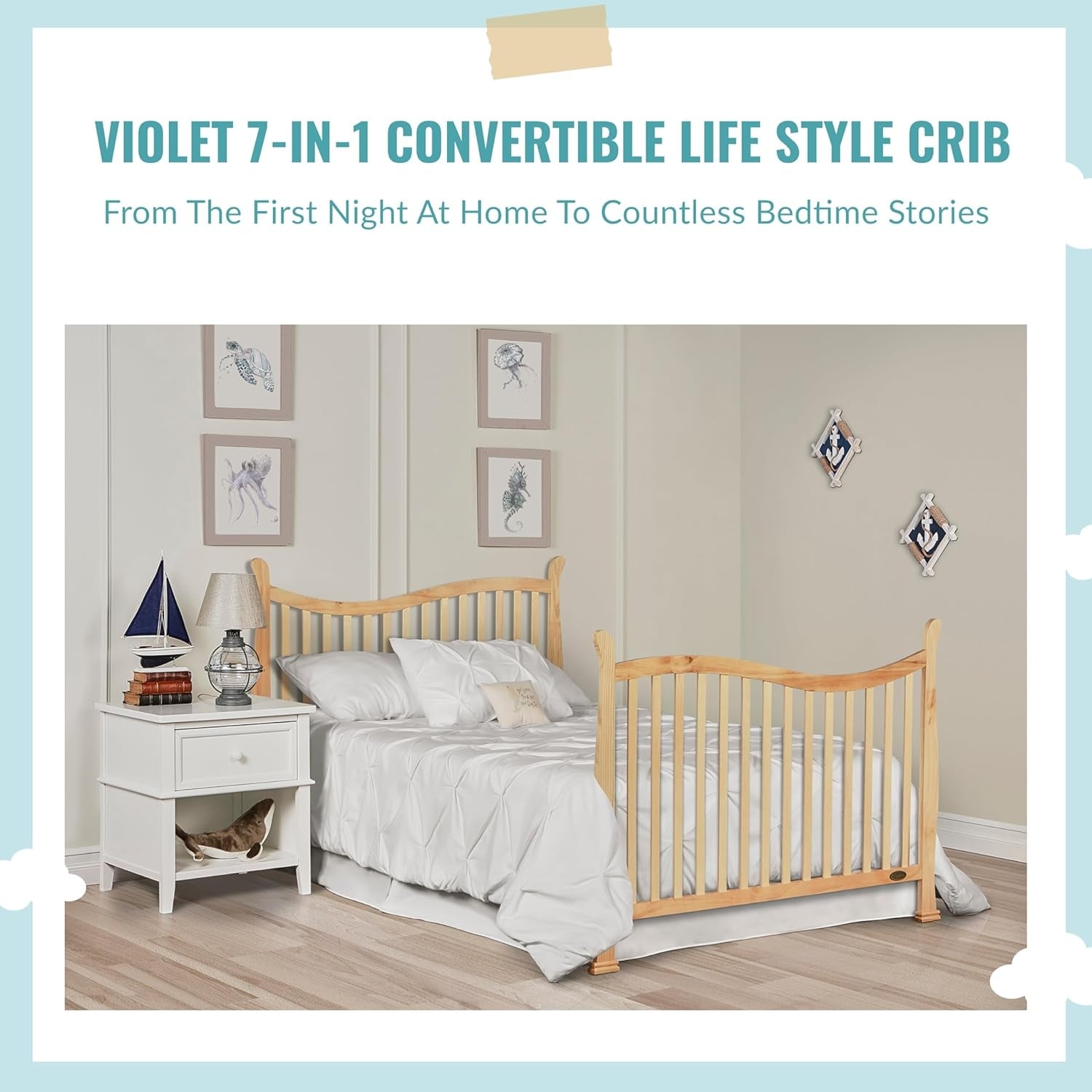 Dream on Me Violet 7-in-1 Convertible Life Style Crib Natural