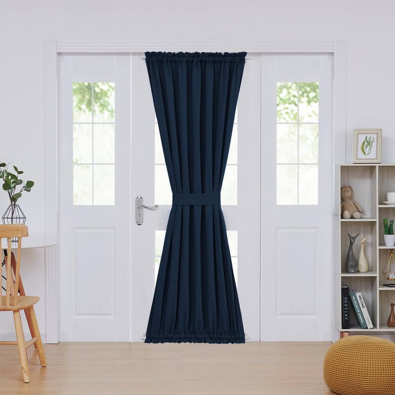 Deconovo French Door Curtain with Rod Pocket and Tieback 1 Panel - W54 x L80 - Navy Blue