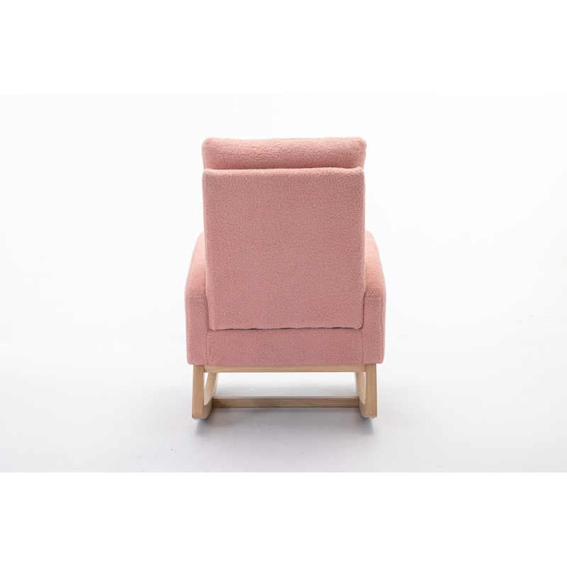 Teddy Fabric Rocking Chair With Right Pocket For Indoor