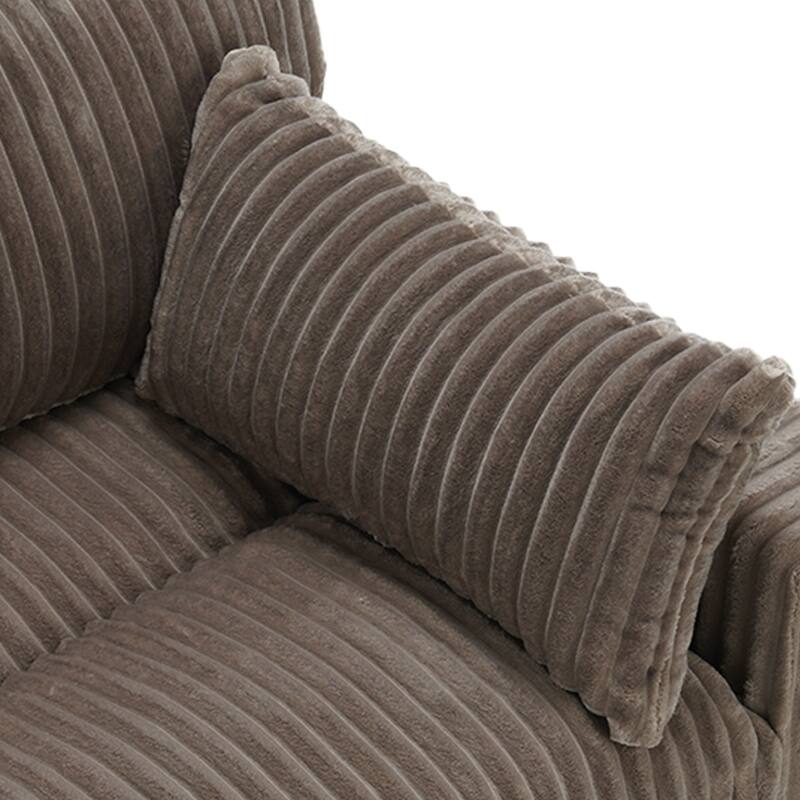 Plush Corduroy Upholstered Modular Sectional Sofa with Pillows