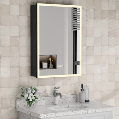Kylo Aluminum LED Medicine Cabinet with Mirror, Dimmable, Anti-Fog, Recessed/Wall Mount