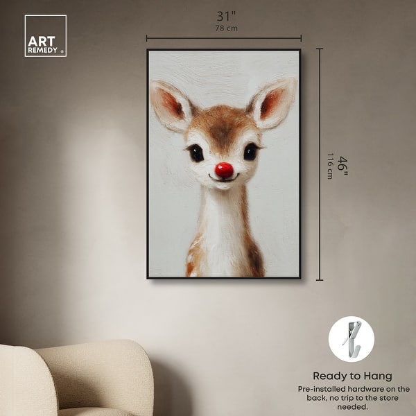 dimension image slide 3 of 24, Baby Rudolph Christmas Wall Decor Canvas Print by Art Remedy
