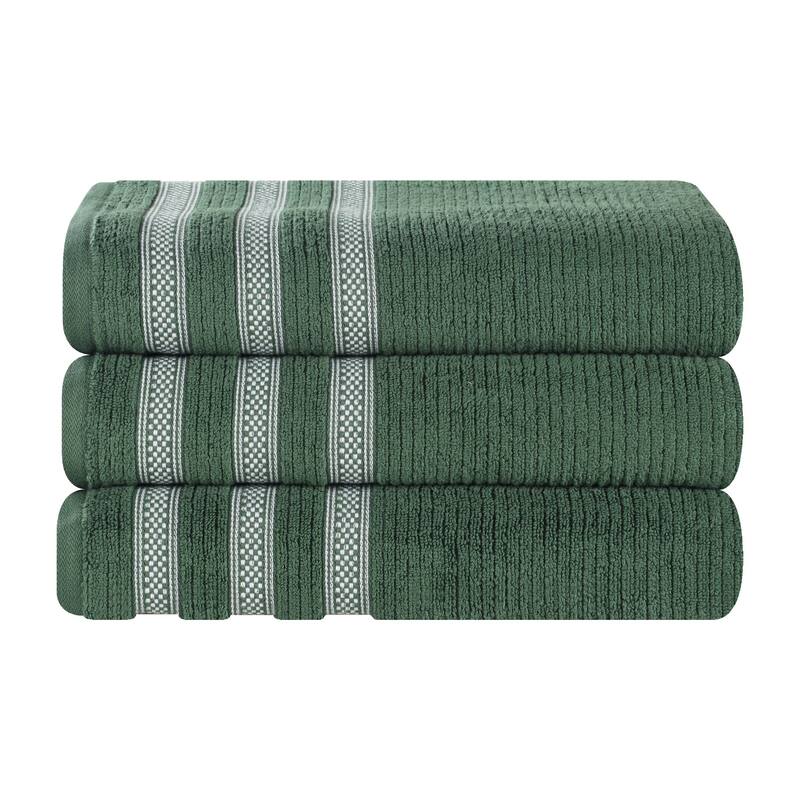 Superior Brea Zero Twist Cotton Ribbed Modern Bath Towel Set of 3