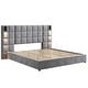 preview thumbnail 8 of 18, Christopher Knight Home Modern Upholstered Velvet Platform Bedframe & Headboard with Lamps and USB Ports, Grey