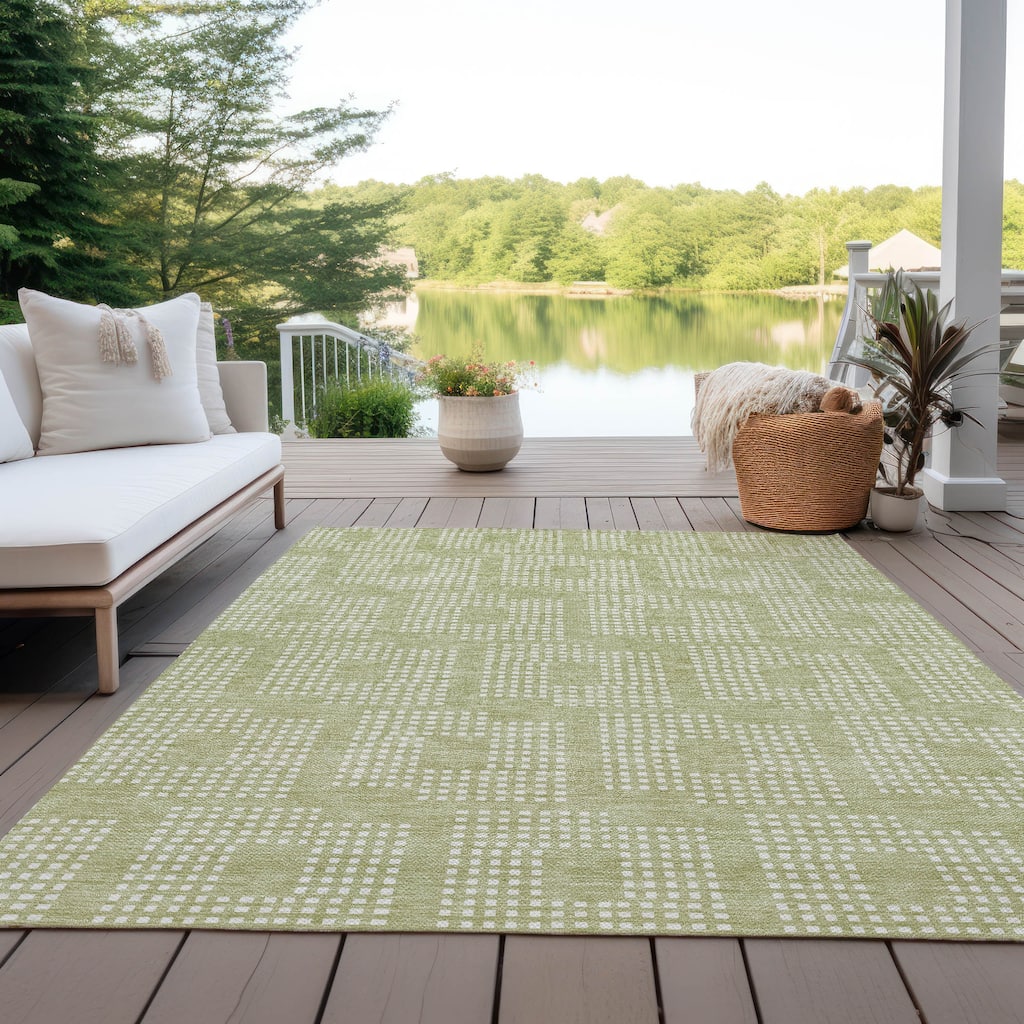 Machine Washable Indoor/ Outdoor Chantille Modern Houndstooth Rug
