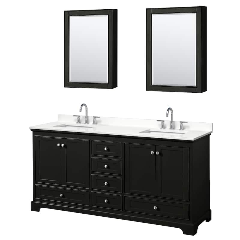 Deborah 72-inch Double Vanity, Quartz Top, Medicine Cabinets